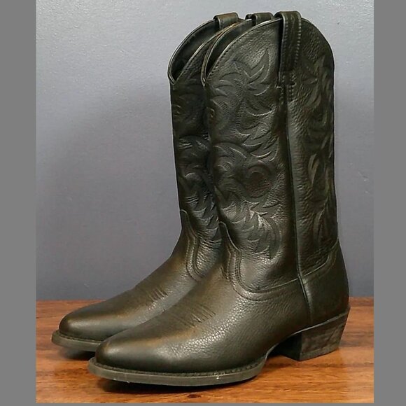 Lightly Worn - WIDE Calf - ARIAT Womens Heritage R Toe Western Boot - Black - 7 - Picture 5 of 6